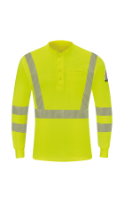 Bulwark Flame Resistant Men's HI-Visibility Lightweight Long Sleeve Henley CSML4 - ht