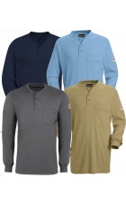 Bulwark Flame Resistant Long Sleeve Cotton Henley CSEL2 - ht