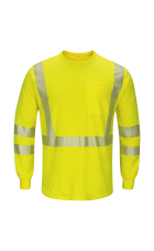 Bulwark Flame Resistant Men's HI-Visibility Lightweight Long Sleeve T-Shirt CSMK8 - ht